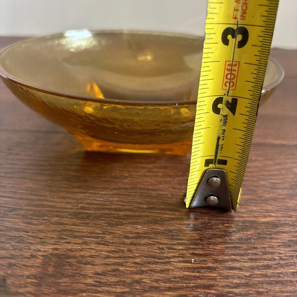 Vintage‎ Hazel Atlas Glass Capri Colony Amber Glass Salad Bowl Square Bottom MCM